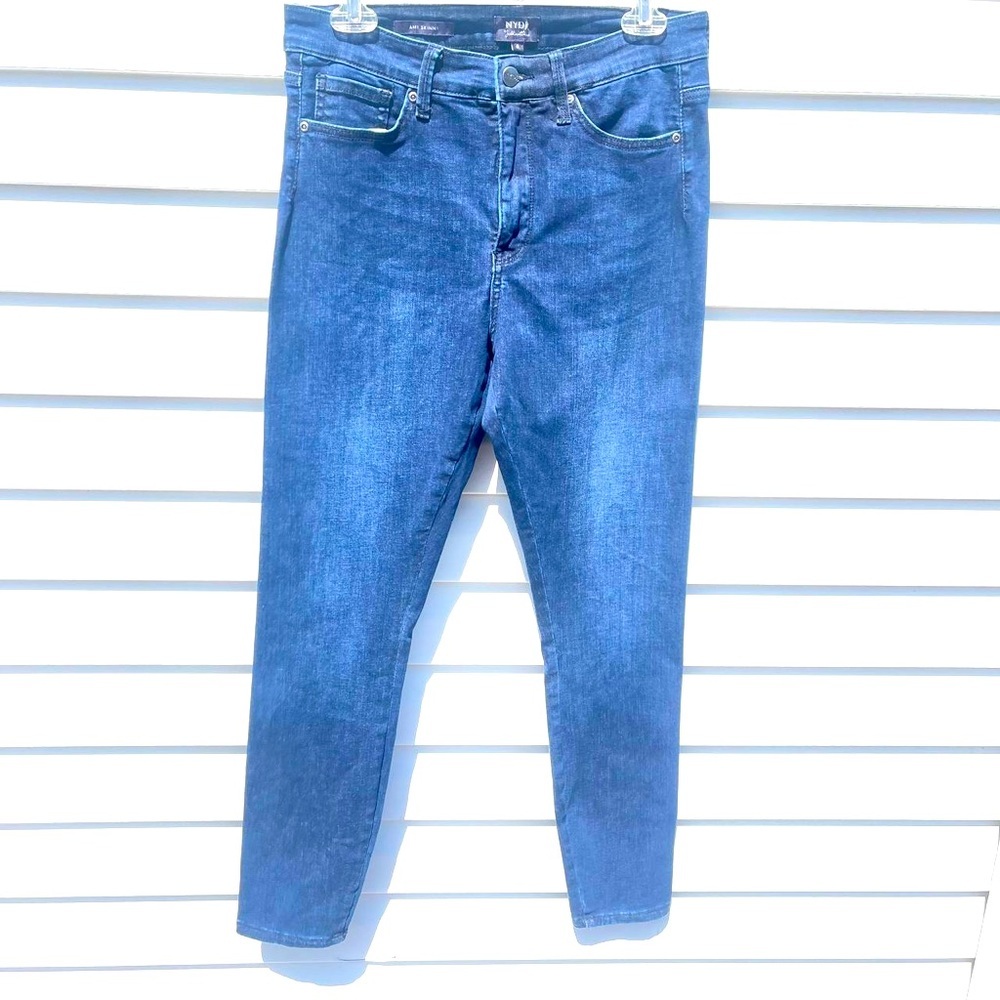 NYDJ Women's Le Silhouette Hr Ami Skinny,‎ Sz 8, Blue Cropped, Lift Tuck